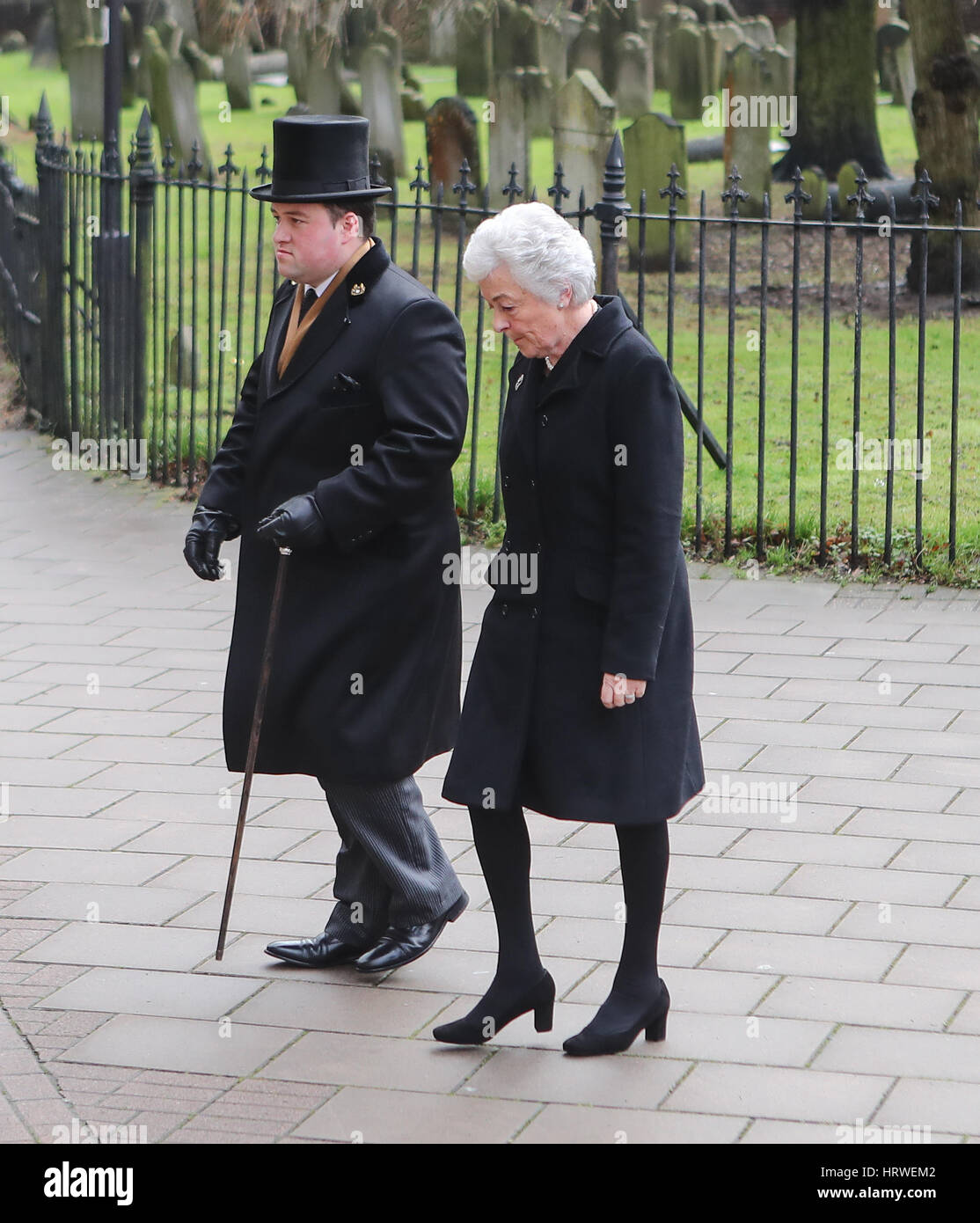 The funeral of ex-England manager Graham Taylor takes place at St. Mary's Church in Watford. Taylor managed Watford FC twice, famously during the time the club was owned by Elton John. He also managed Aston Villa and Wolves.  Featuring: Rita Taylor Where: Stock Photo