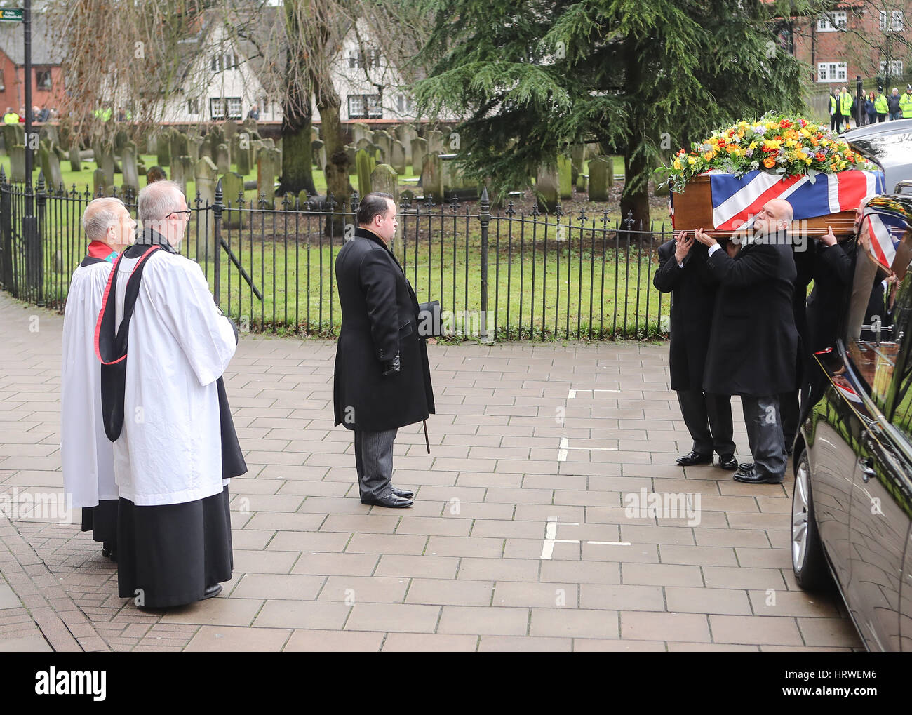 The funeral of ex-England manager Graham Taylor takes place at St. Mary's Church in Watford. Taylor managed Watford FC twice, famously during the time the club was owned by Elton John. He also managed Aston Villa and Wolves.  Featuring: Atmosphere Where: Stock Photo
