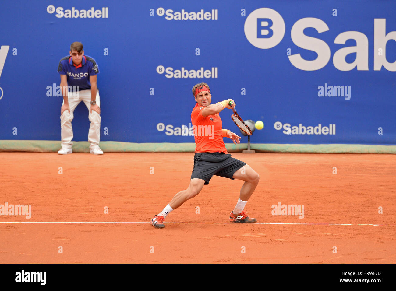 BARCELONA APR 24 David Ferrer (Spanish tennis player) celebrates a