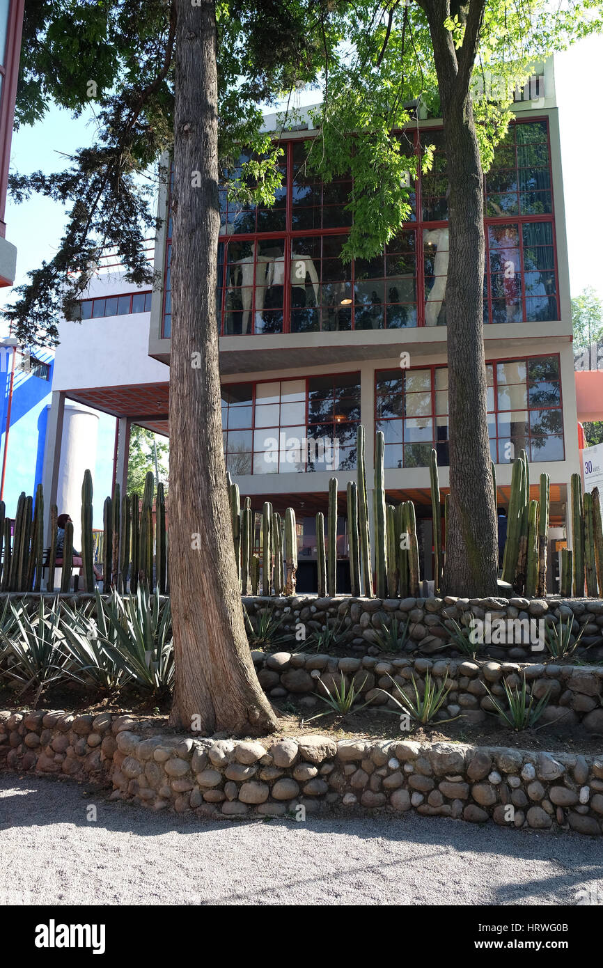 Exterior of the House Studio Museum of Diego Rivera and Frida Kahlo, Colonia San Angel Inn, Alvaro Obregon, Mexico DF. Stock Photo