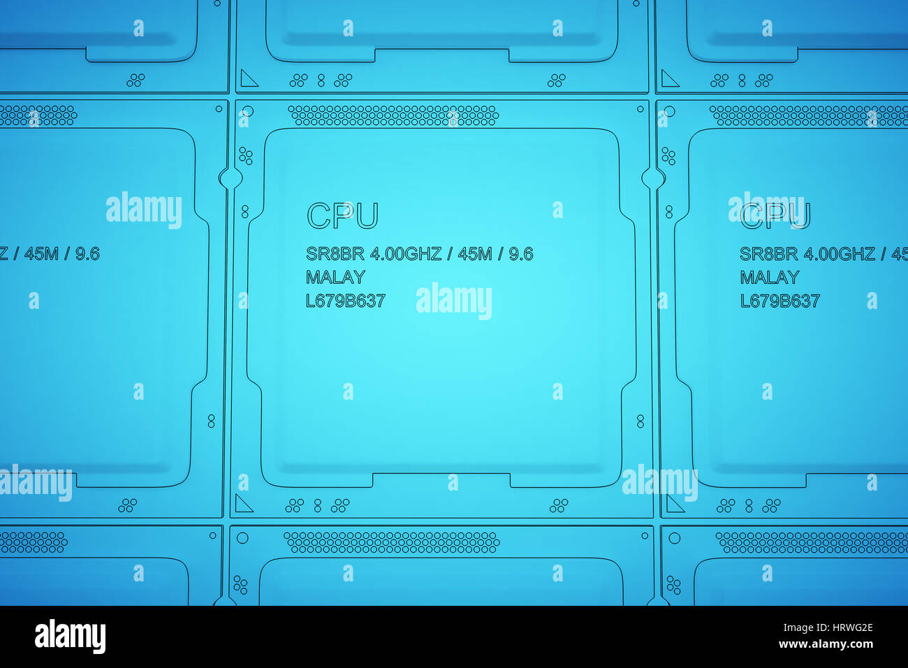 Engineer working on blue print, concept Processor Unit CPU. 3d ...