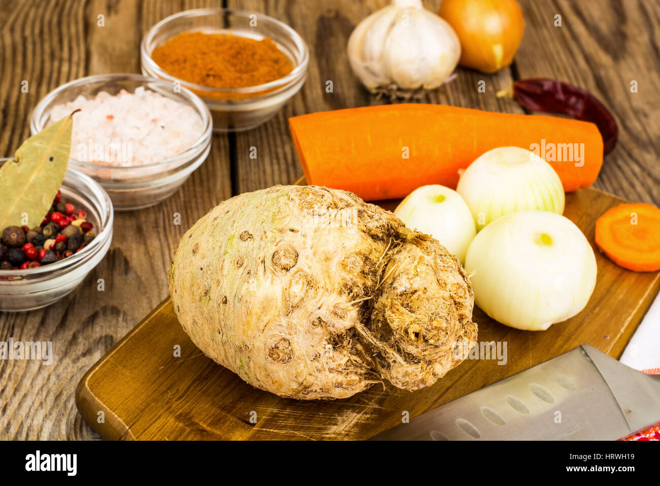 Root celery, onions, carrots for cooking Studio Photo Stock Photo Alamy