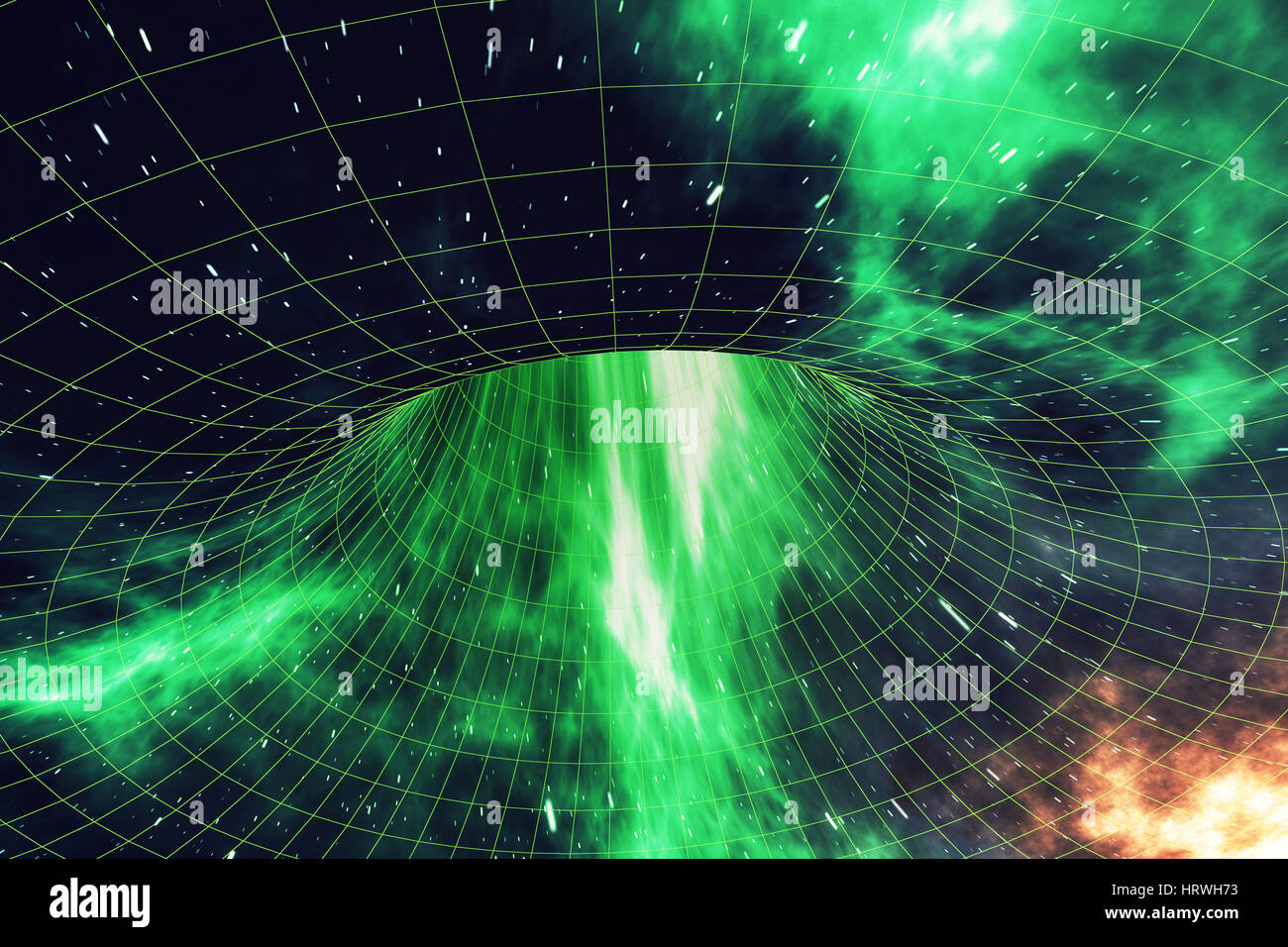 Cosmic wormhole, space travel concept, funnel-shaped tunnel that can connect one universe with another, 3d rendering Stock Photo