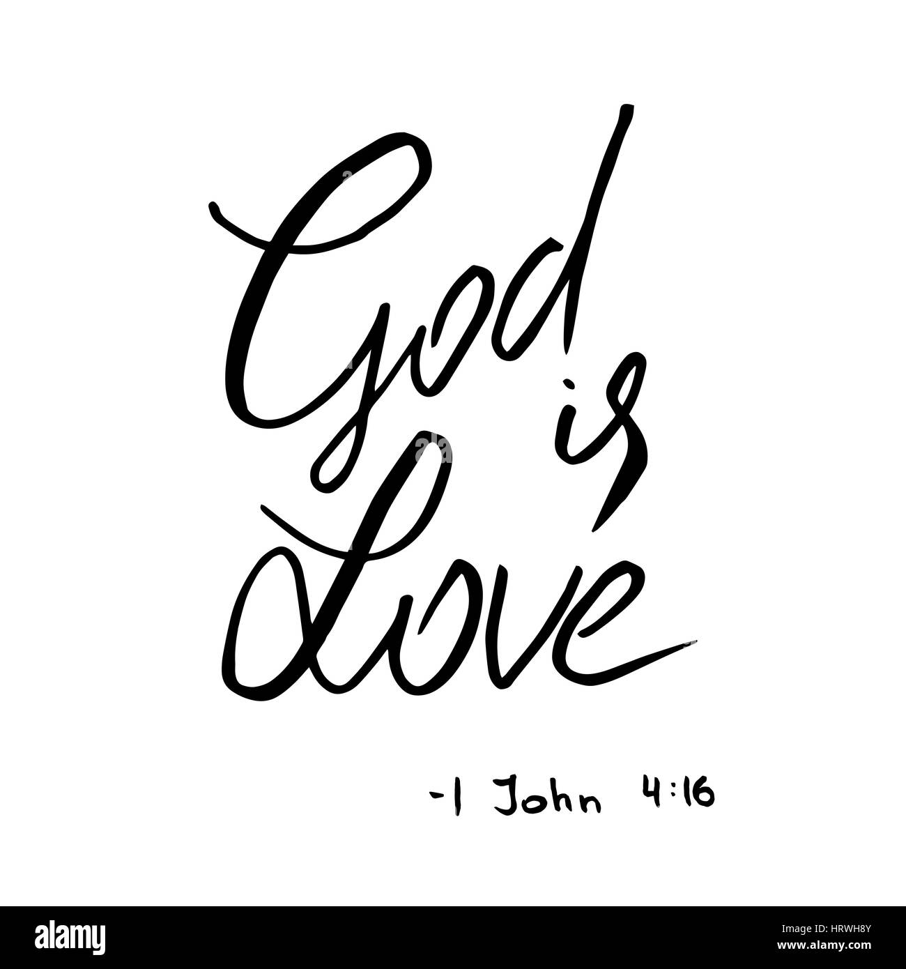 God is love quote. Lettering. First Epistle of John Stock Vector