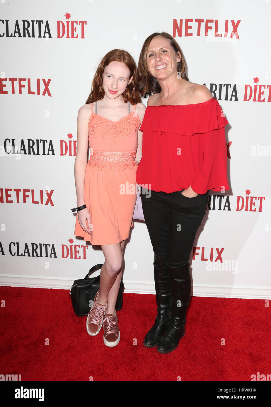 Los Angeles premiere of Netflix's 'Santa Clarita Diet' - Arrivals  Featuring: Stella Shannon Chesnut, Molly Shannon Where: Los Angeles, California, United States When: 01 Feb 2017 Stock Photo