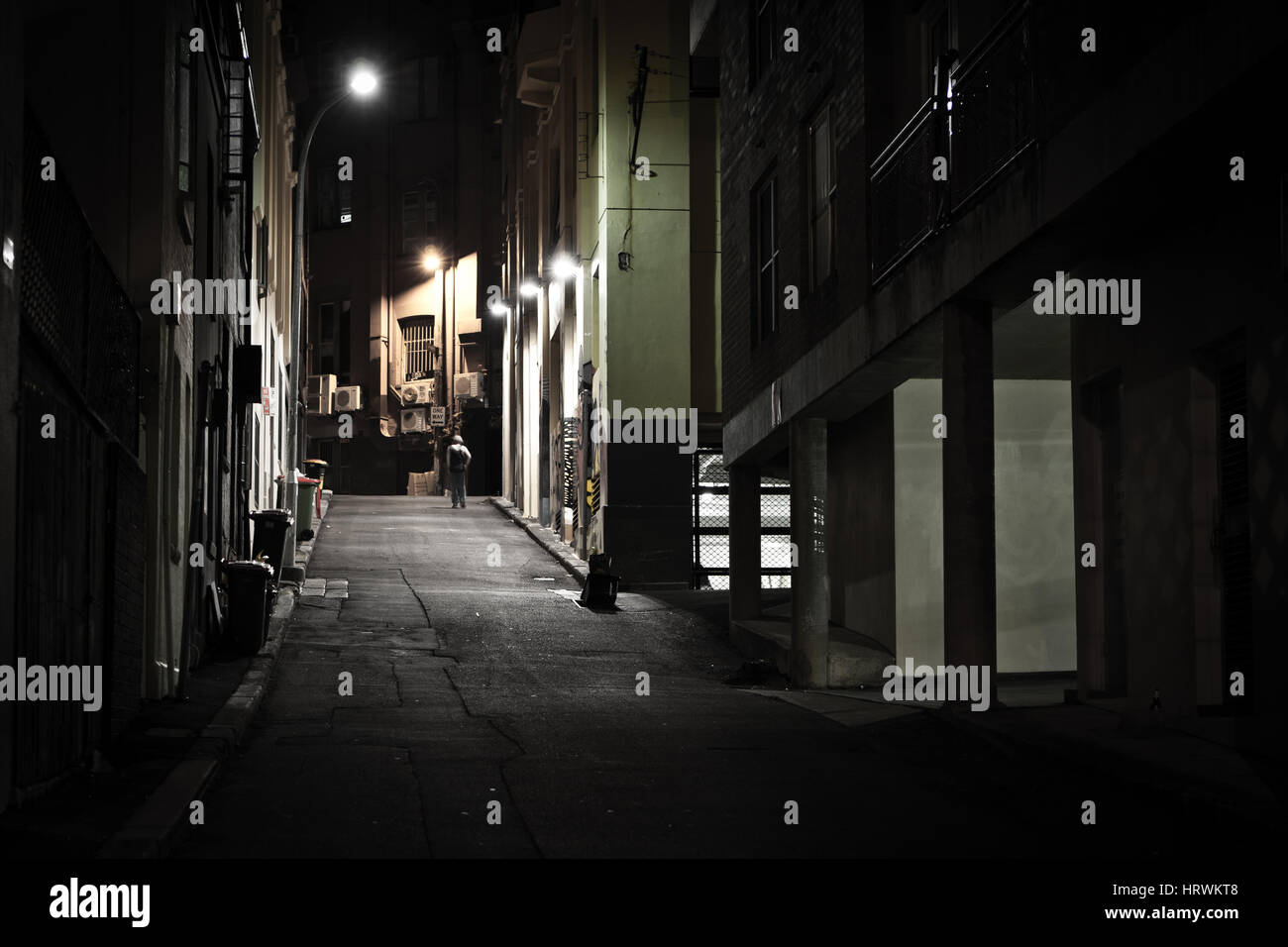 Back alley in Darlinghurst, Sydney after dark. Stock Photo