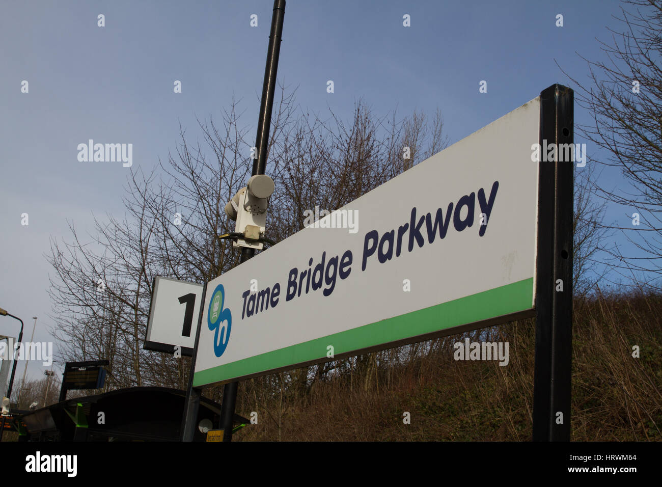 Tame Bridge Parkway Railway Station Train Station just outside Birmingham operated by London Midland Station sign. Stock Photo
