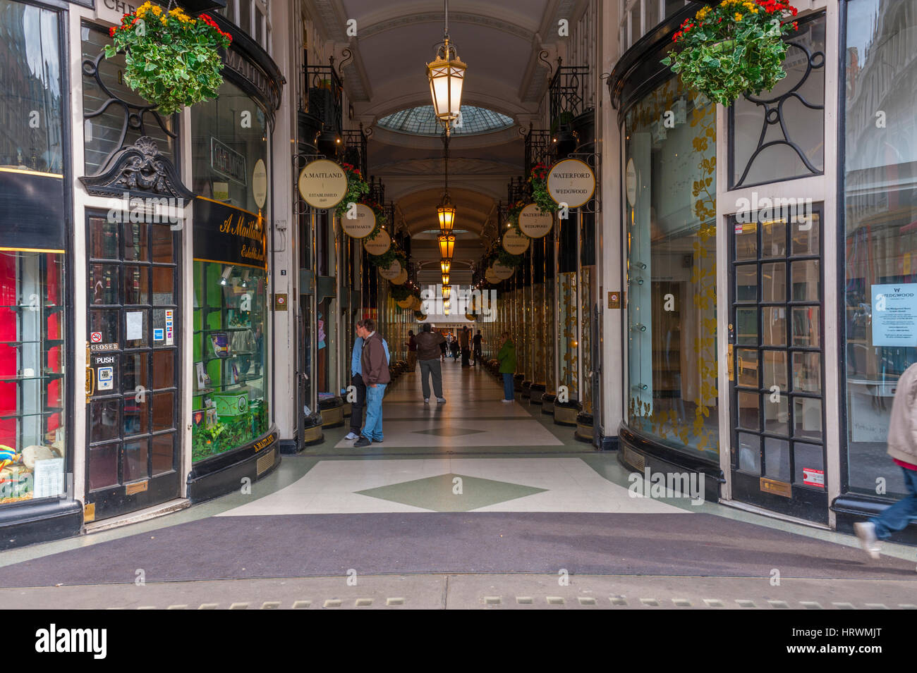 Looking up Piccadilly arcade from Jermyn St, London. Stock Photo