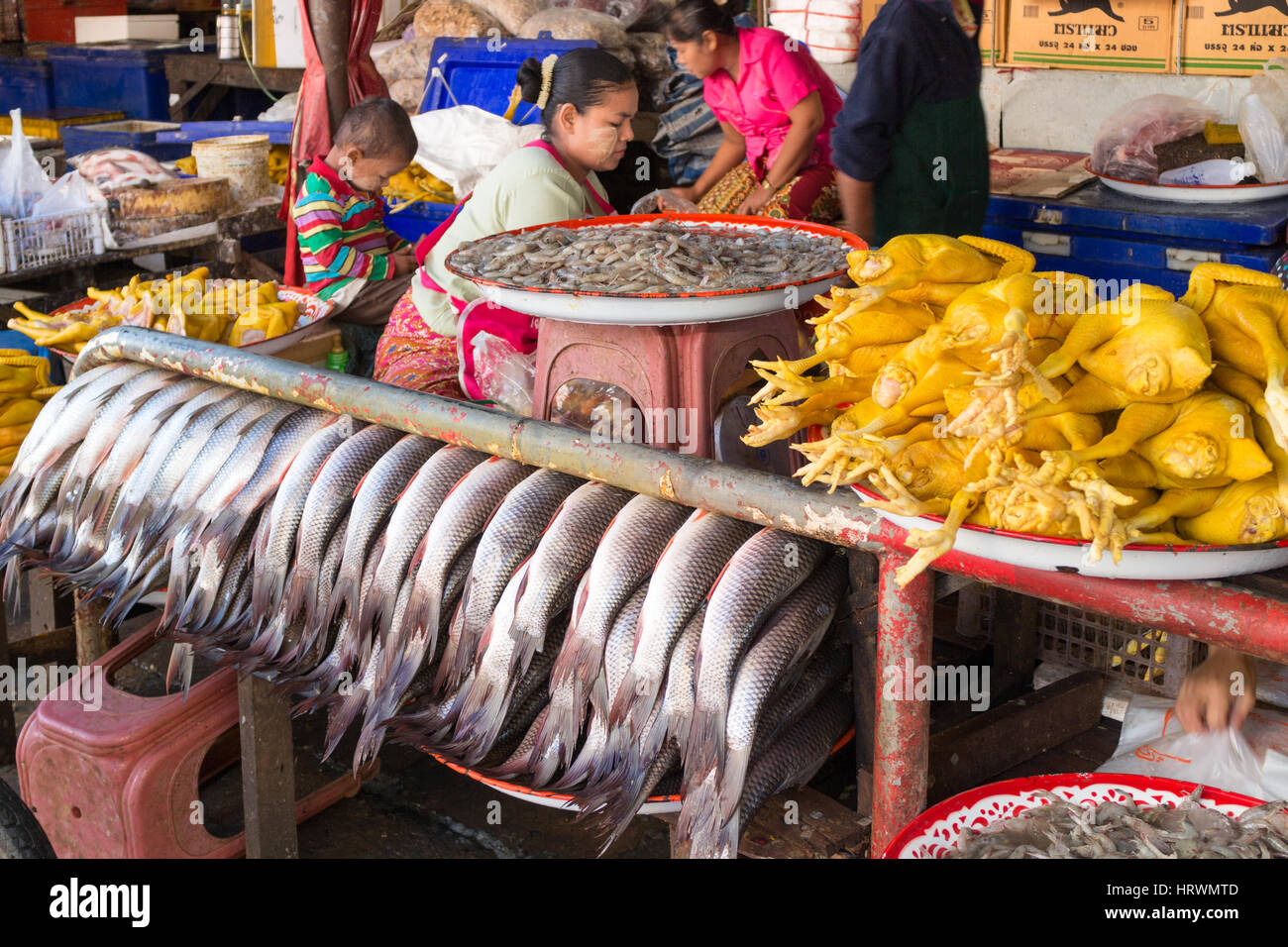 Market stalls in Mae Sot, Thailand Stock Photo
