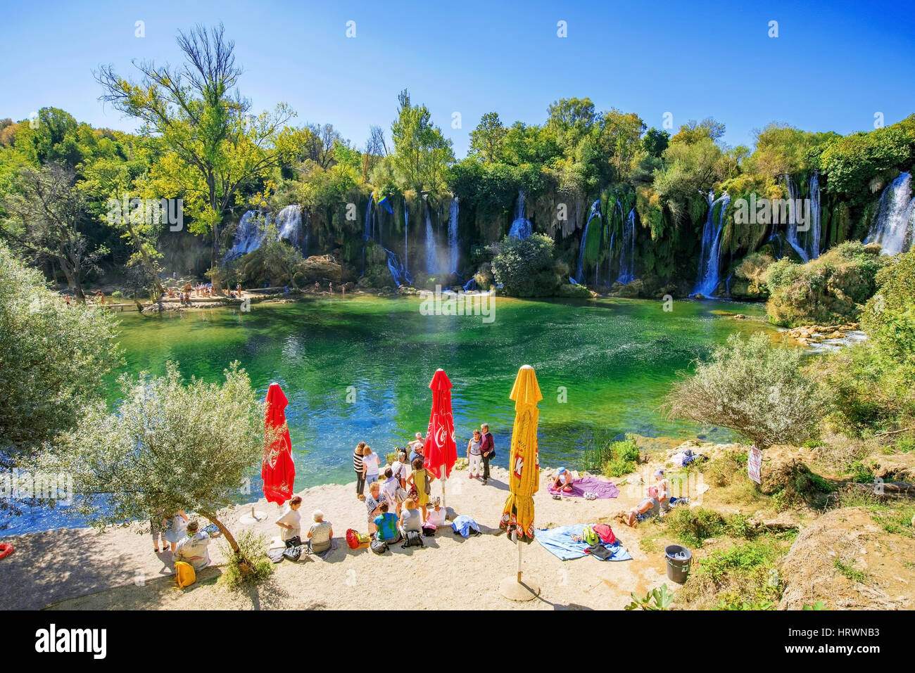 KRAVICE WATERFALLS, BOSNIA AND HERZEGOVINA - SEPTEMBER 23: This is a view of Kravice waterfalls it is a famous landmark and popular tourist destinatio Stock Photo