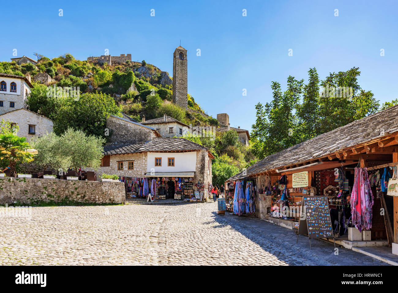 POCITELJ, BOSNIA AND HERZEGOVINA - SEPTEMBER 23: This is the old town architecture of an ancient Ottoman fortress town called Pocitelj on September 23 Stock Photo