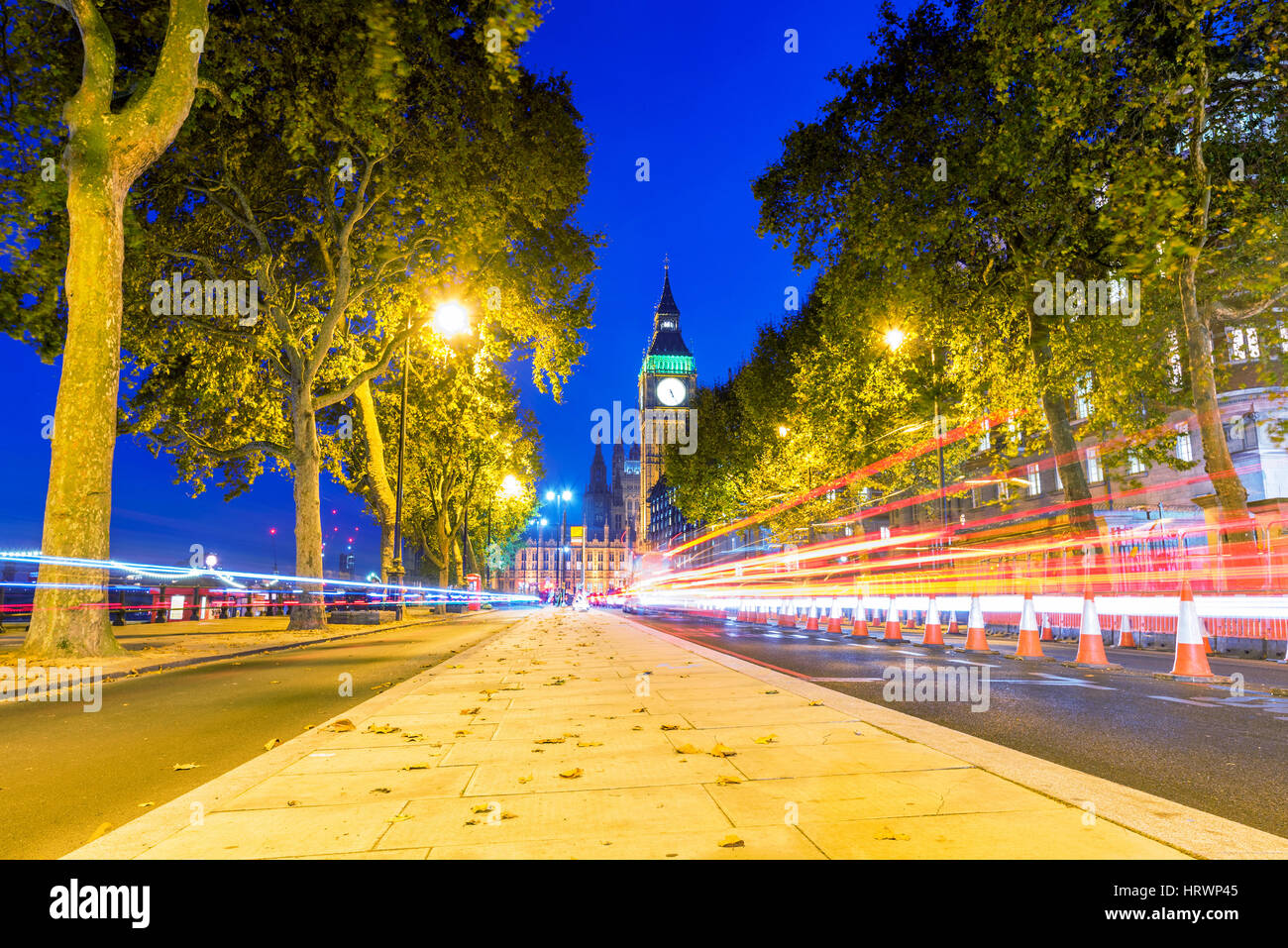 Cityscape of a Street in Westminster with Big Ben in the distance at