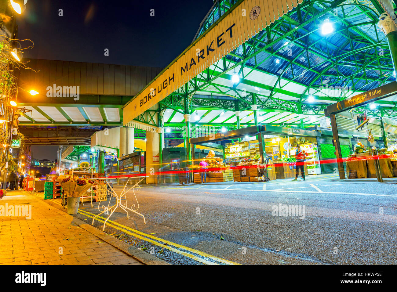 LONDON, UNITED KINGDOM - NOVEMBER 01: This is the entrance of Borough market which is a famous traditional English market in central London on Novembe Stock Photo
