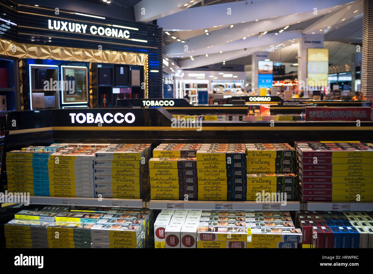 08.02.2017 Bangkok Thailand Asia Shelves full of tobacco