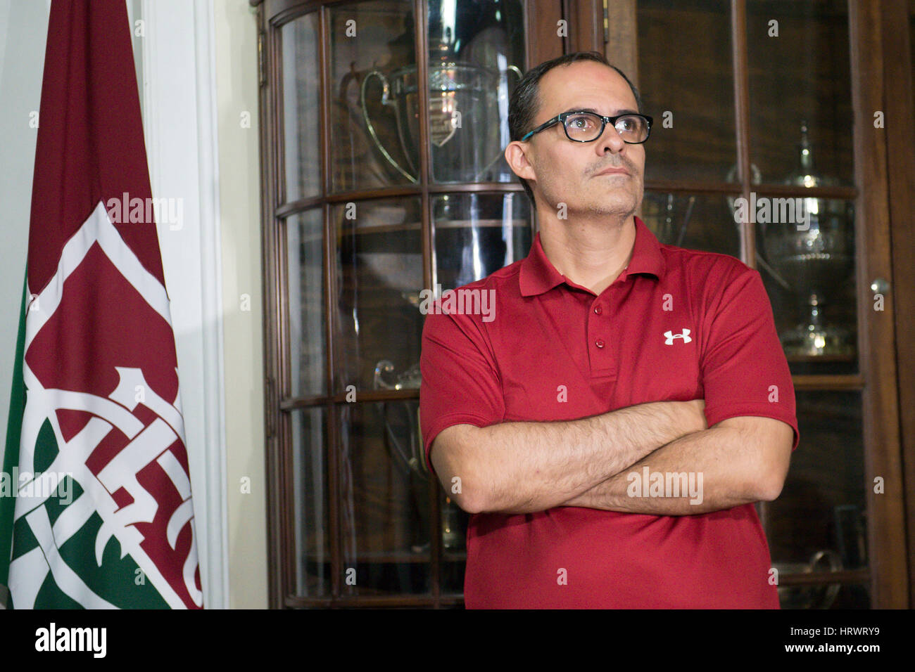 Rio De Janeiro, Brazil. 04th Mar, 2017. President of Fluminense Pedro Abad during Collective Fluminense Press and Flamengo held at the Fluminense Football Club to talk about what is being done to ensure the safety of the classic on Sunday (5) takes place in the stadium Nilton Santos (Engenhão) in Rio de Janeiro, RJ. Credit: Celso Pupo/FotoArena/Alamy Live News Stock Photo