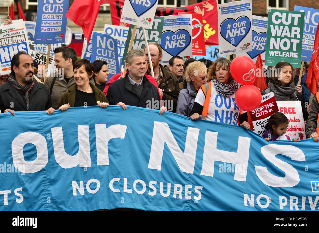 London 4th March. Our NHS march, organised by The People's Assembly, marches from Tavistock Square to Parliament Square, to campaign against cuts and privatisation in the National Health Service Credit: PjrNews Stock Photo
