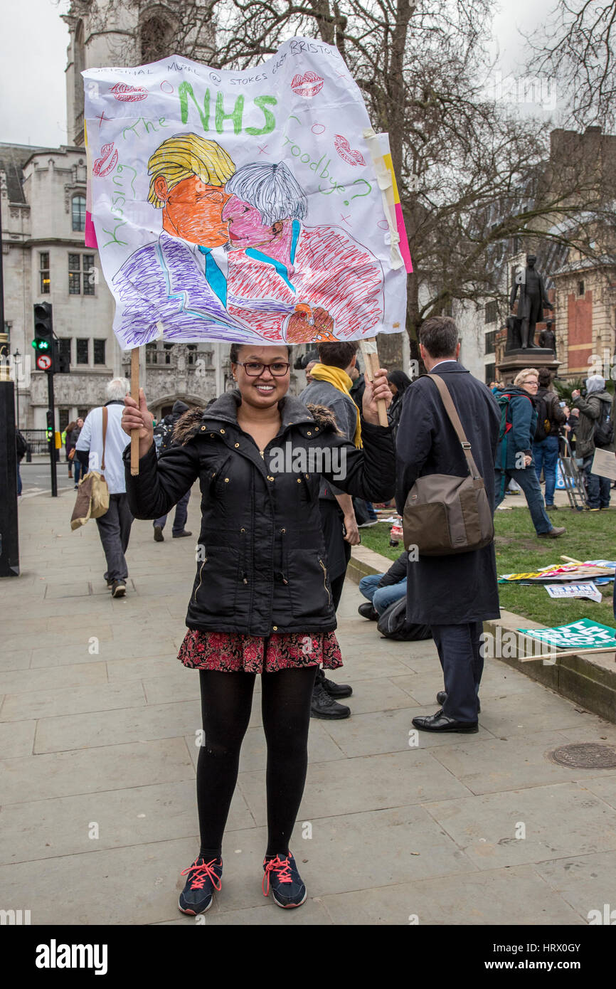 London, United Kingdom – 4 March, 2017: Thousands of activists participate in a London demonstration #OurNHS to protest cuts and the privatization of the UK's healthcare service. Credit: Dominika Zarzycka/Alamy Live News Stock Photo