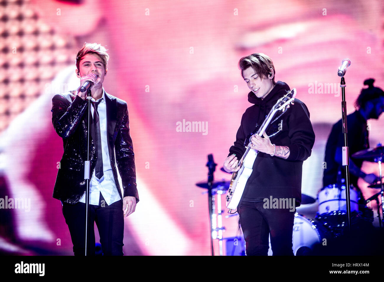 Assago, Italy. 04th Mar, 2017. Italian pop duo Benji & Fede performs live at Mediolanum Forum for their first show in a big venue Credit: Mairo Cinquetti/Alamy Live News Stock Photo