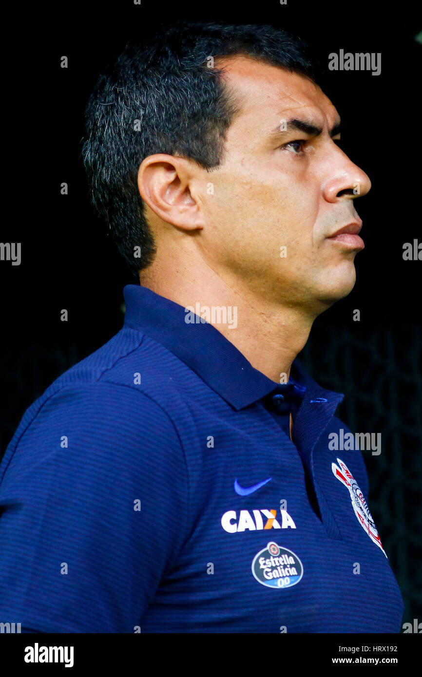 SÃO PAULO, SP - 04.03.2017: CORINTHIANS X SANTOS - Fabio Carille during the match between Corinthians and Santos held at the Arena Corinthians, East Zone of São Paulo. The classic is valid for the 7th round of Paulistão Itaipava 2017. (Photo: Marco Galvão/Fotoarena) Stock Photo