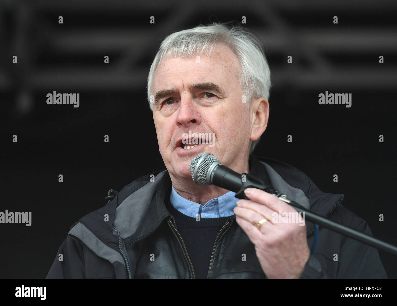 John McDonnell speaking at a rally in central London, in support of the NHS. Stock Photo