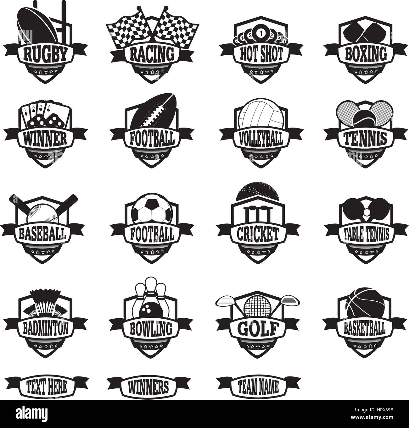 vector editable clip-art badges or logos  for sports teams Stock Vector