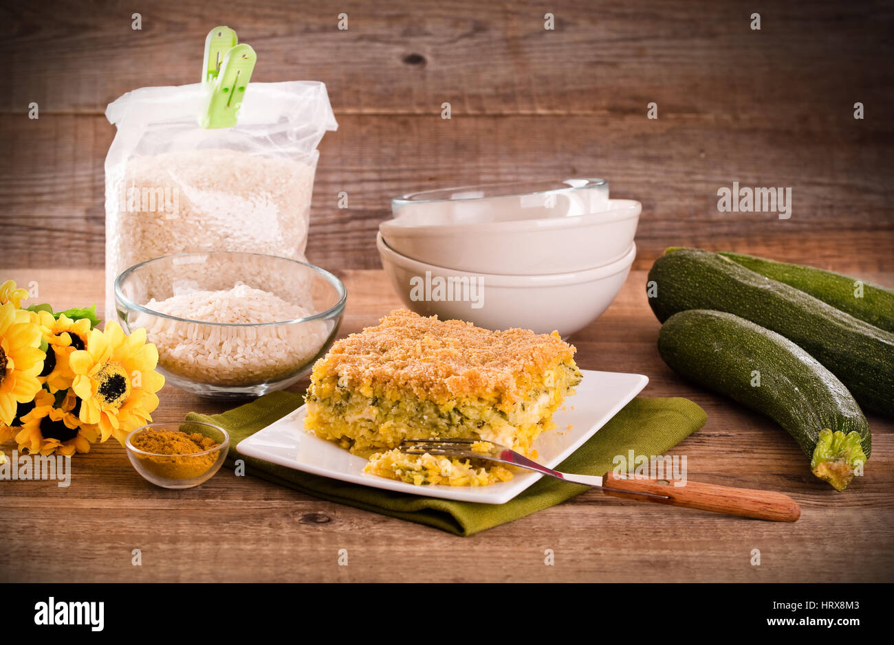 Rice timbale with zucchini Stock Photo Alamy