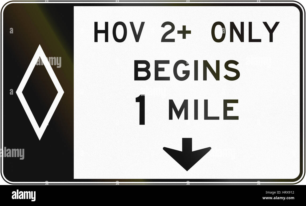 United States MUTCD regulatory road sign - High occupancy vehicle lane with special permissions. Stock Photo