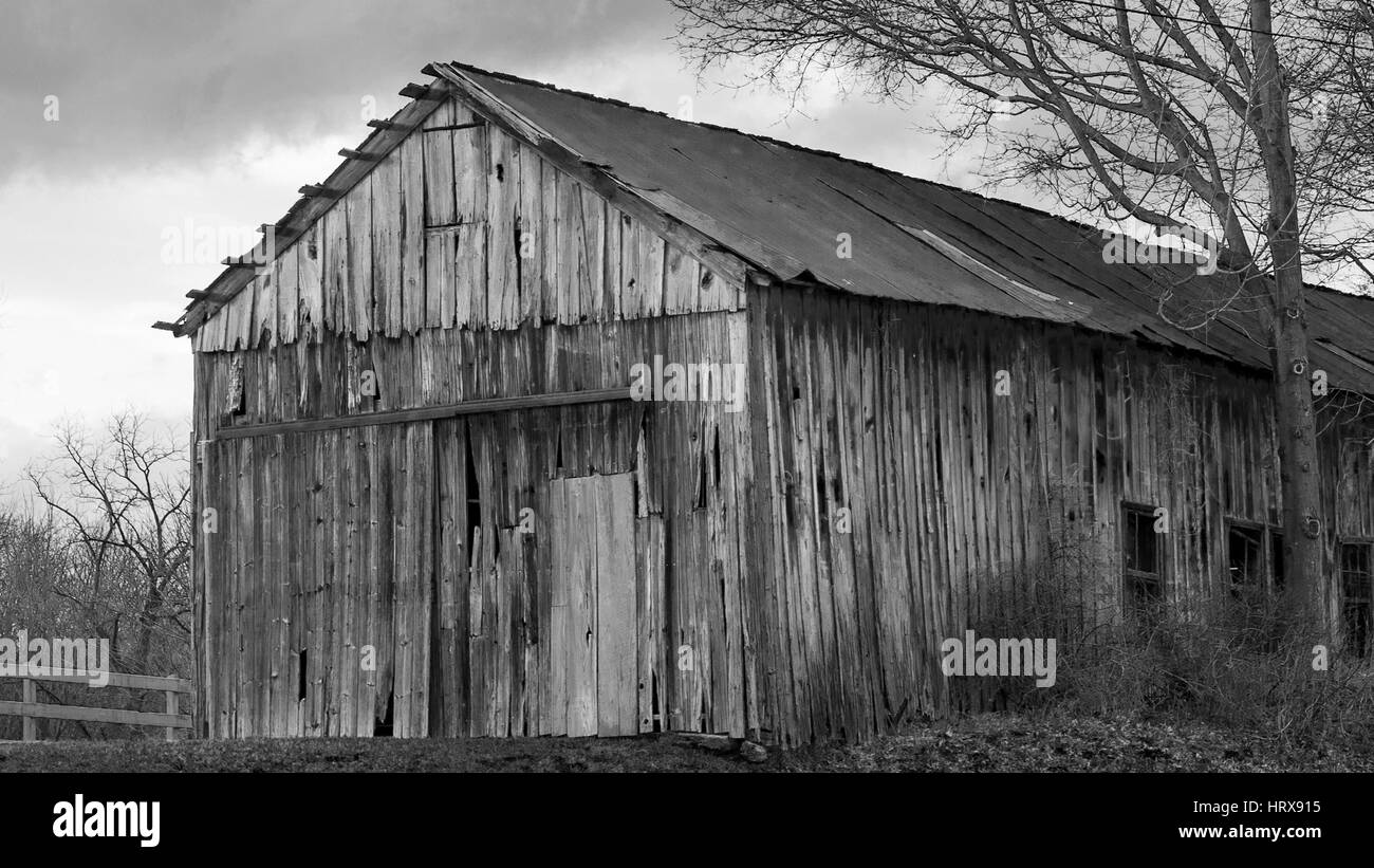 Small Faded Red Barn in Black & White Stock Photo Alamy
