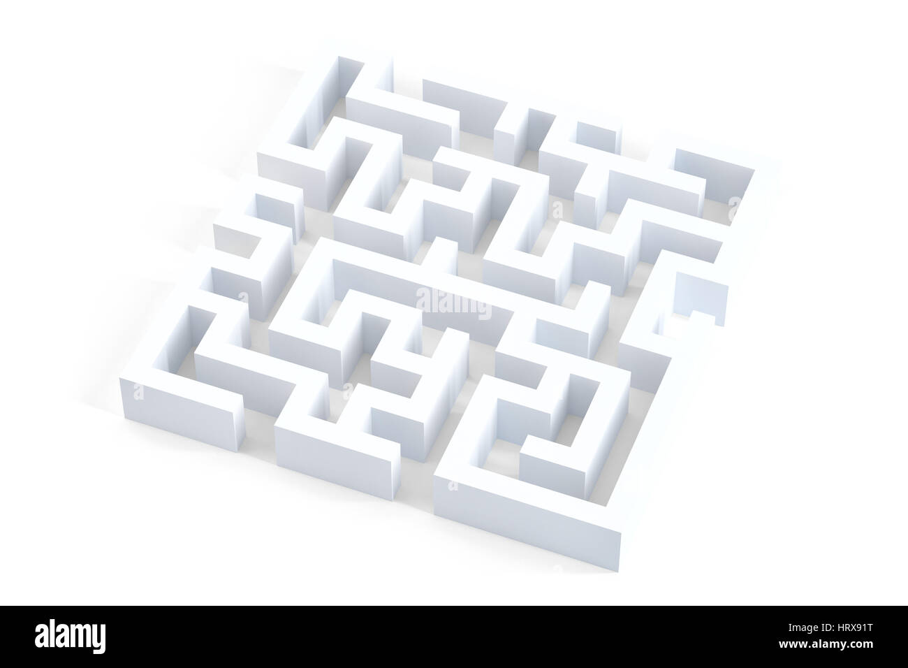 Isolated 3d white maze. Contains clipping path. Stock Photo
