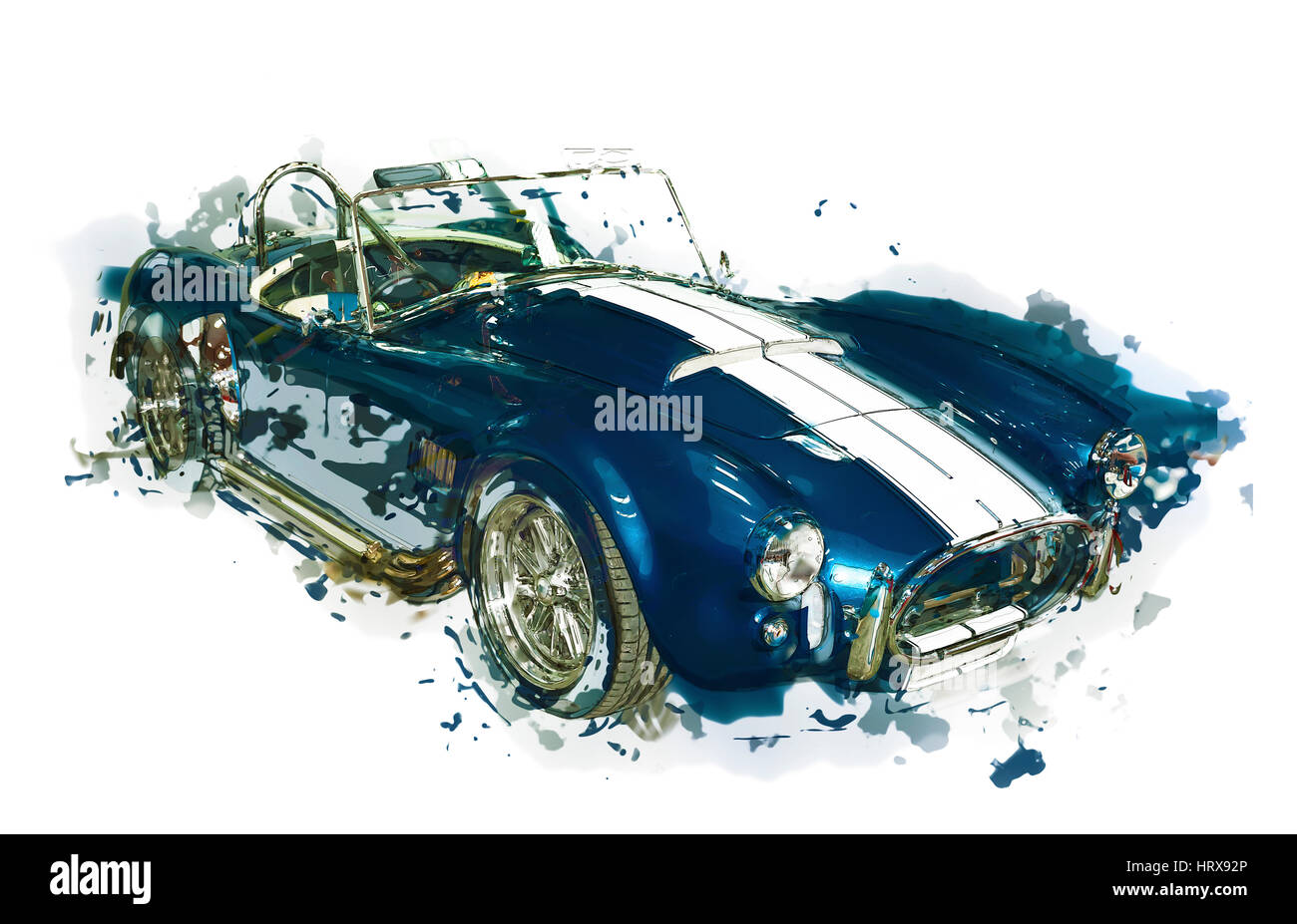 Abstract car illustration. Sportive vintage cabriolet, side view. Isolated. Contains clipping path. Stock Photo