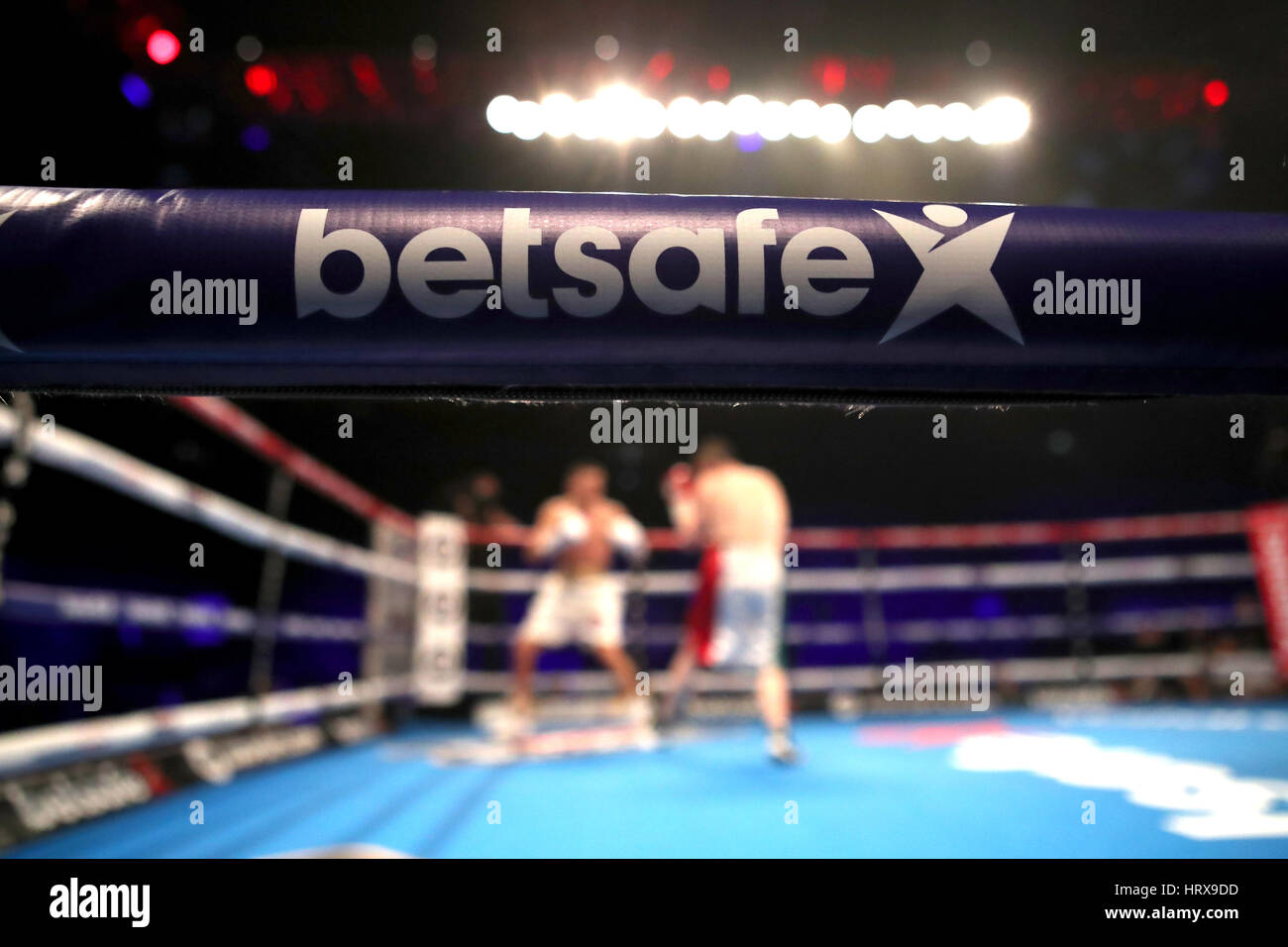 Betsafe branding in the ring at The O2. PRESS ASSOCIATION Photo. Picture date: Saturday March 4, 2017. See PA story BOXING London. Photo credit should read: Nick Potts/PA Wire Stock Photo