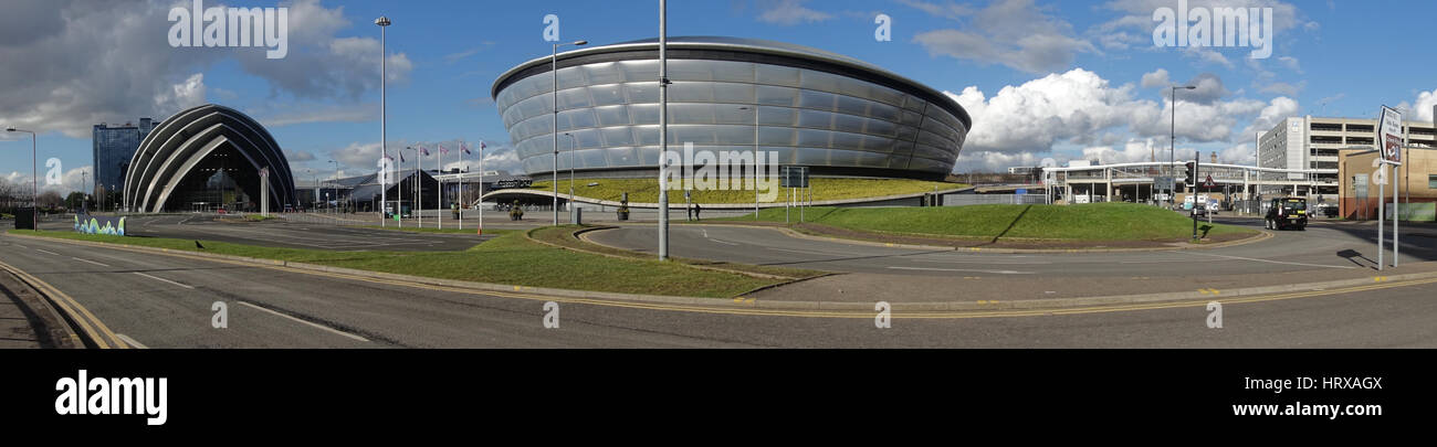 Scottish Exhibition and Conference Centre panorama wide shot Stock Photo