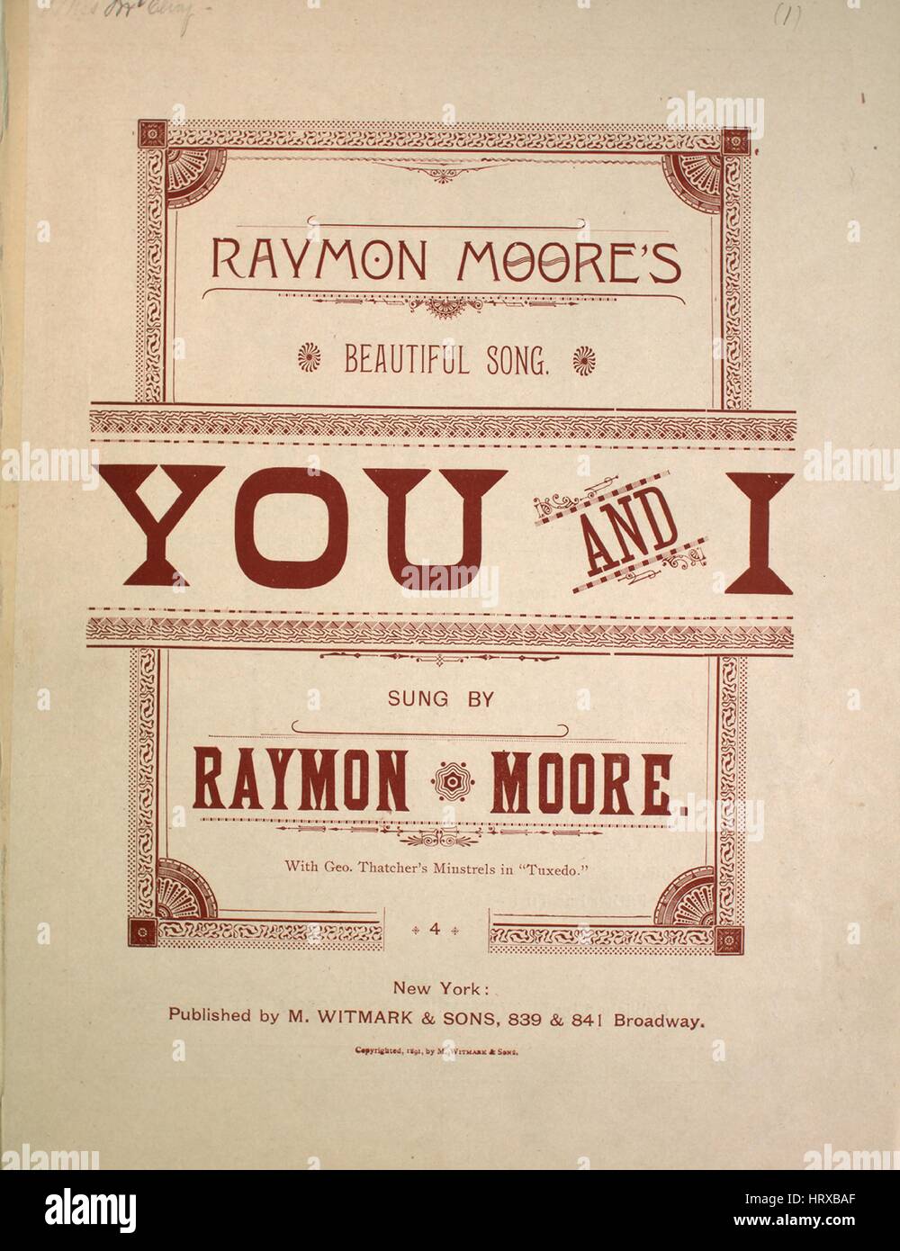 Sheet Music Cover Image Of The Song Raymon Moore s Beautiful Song You 
