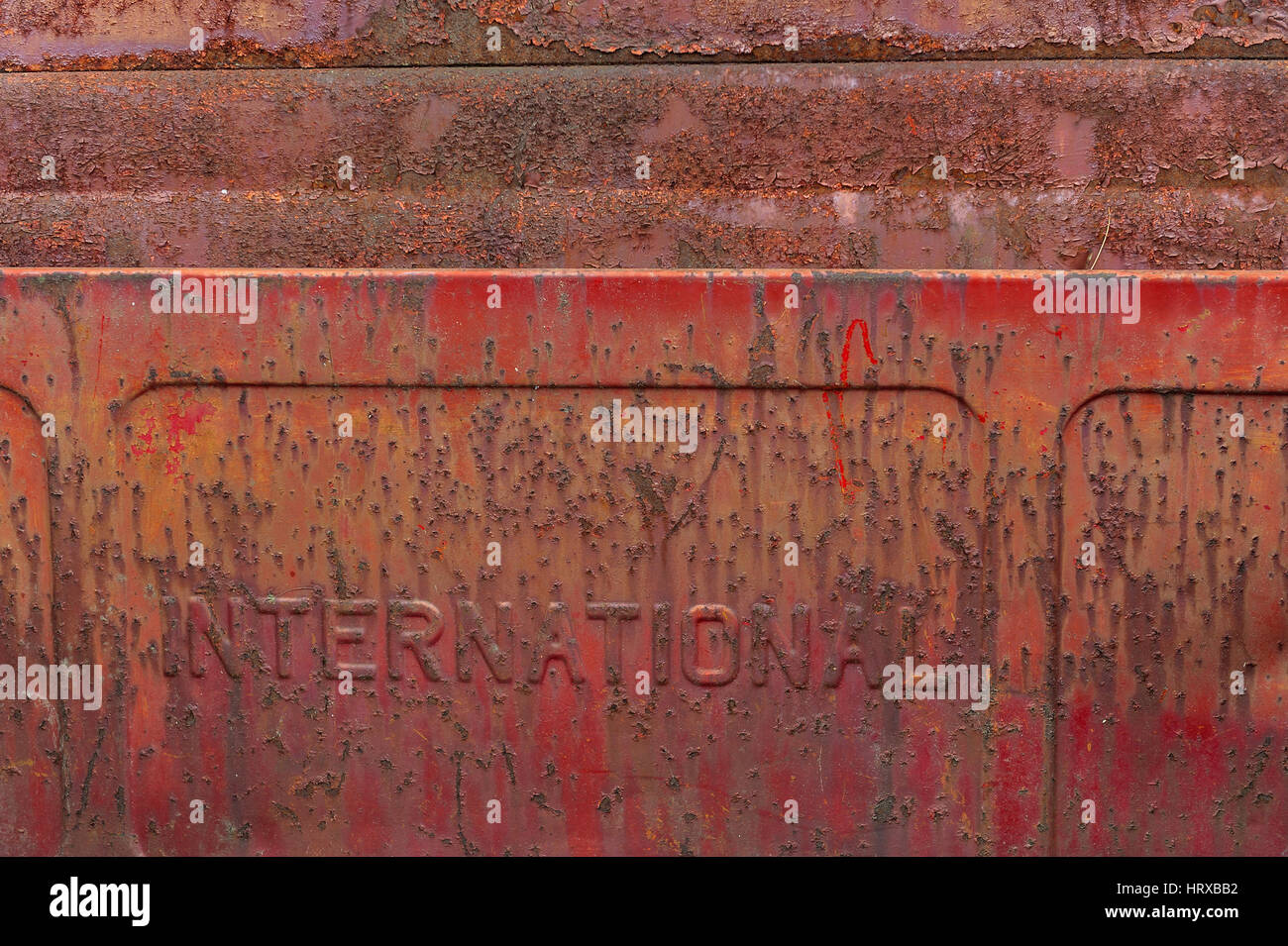 Rusting tailgate from old truck Stock Photo