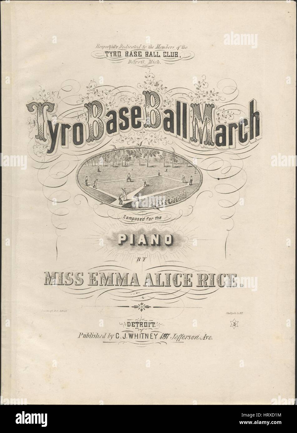 Sheet music cover image of the song 'Tyro Base Ball March', with ...