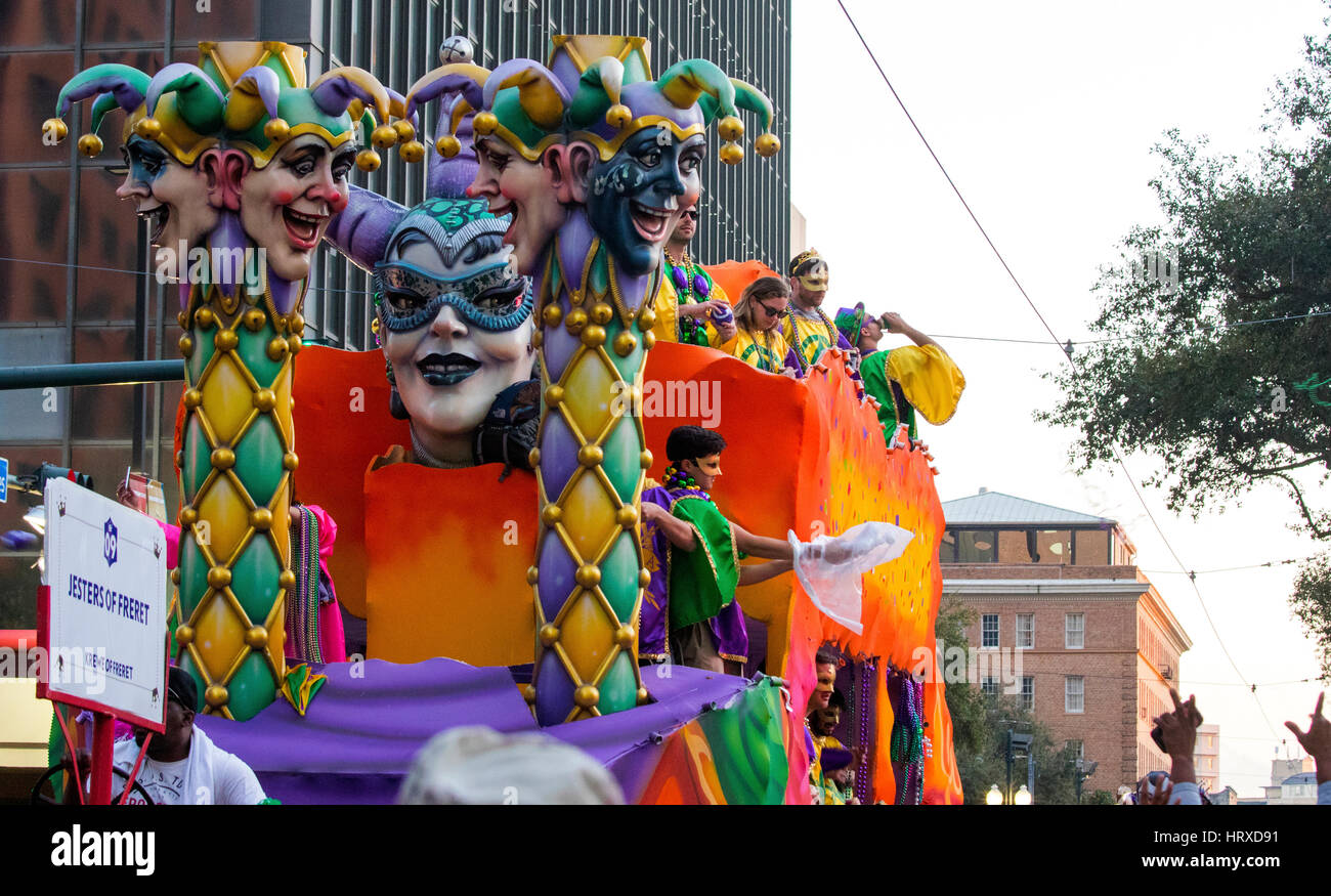 Krewe fo Freret Mardi Gras float on parade in New Orleans Stock Photo