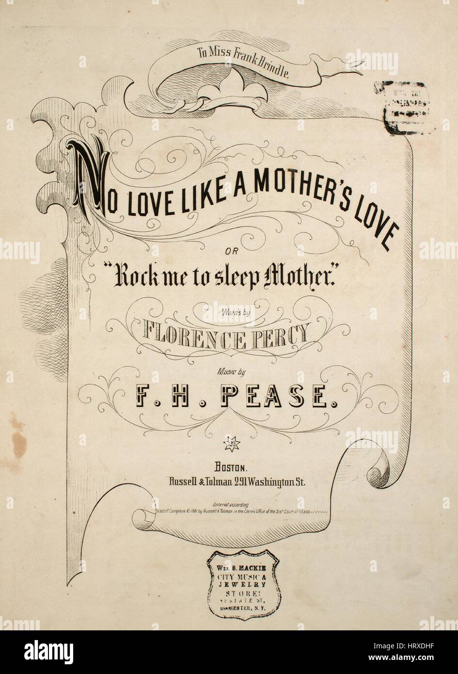 sheet music cover image of the song no love like a mother s love