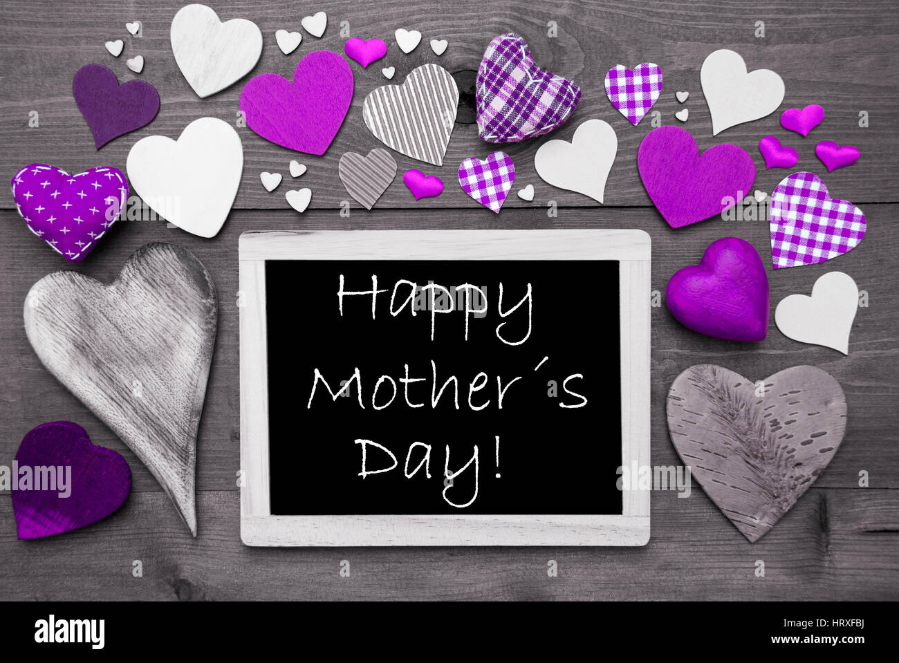 Chalkboard With English Text Happy Mothers Day Many Purple