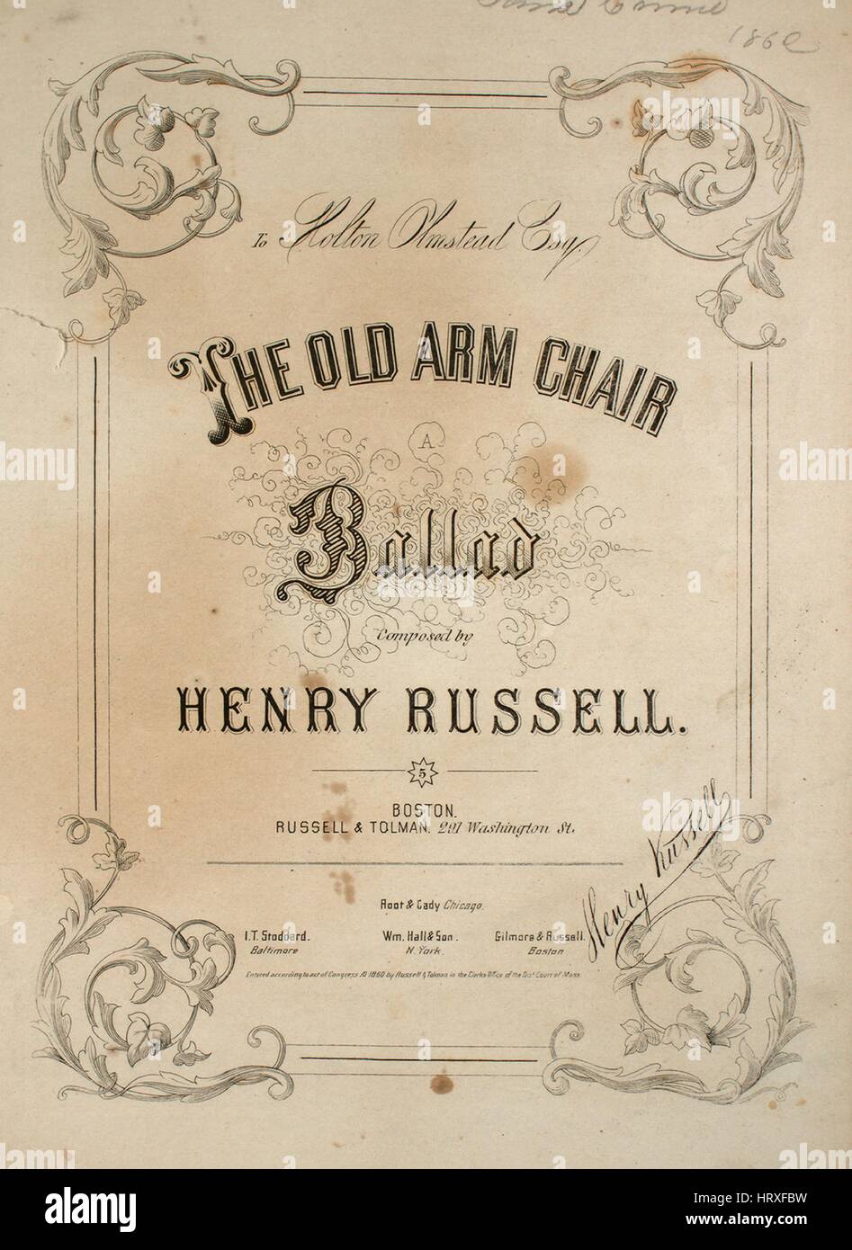 Sheet music cover image of the song 'The Old Arm Chair Ballad', with