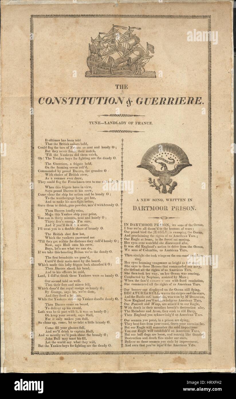 Sheet music cover image of the song '(1) The Constitution and Guerriere
