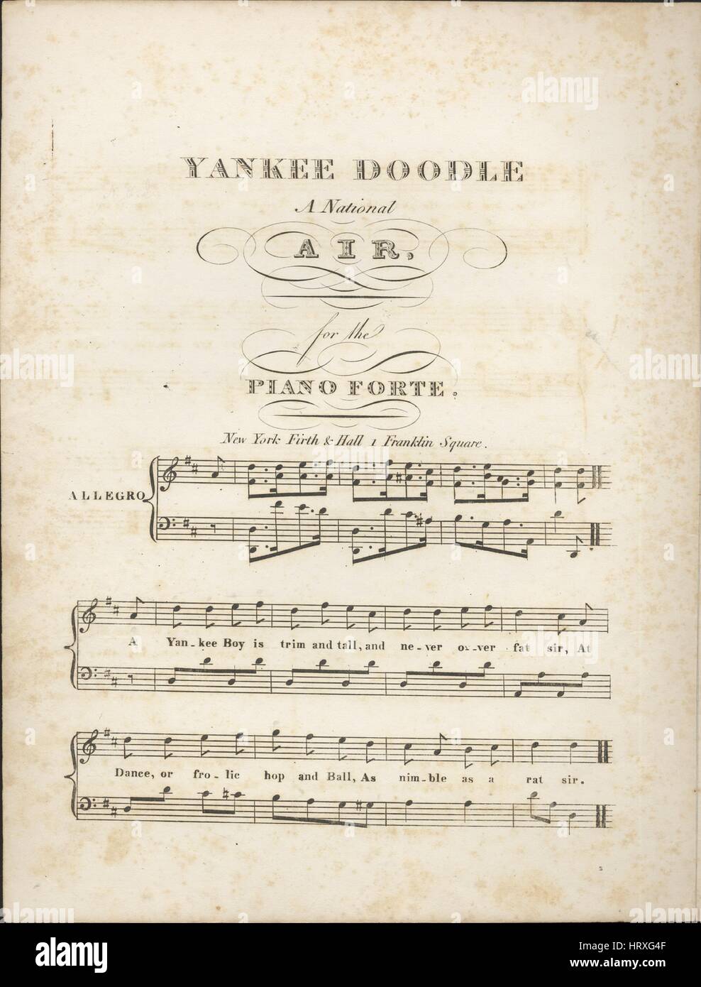 Sheet Music Cover Image Of The Song Yankee Doodle A National Air With Original Authorship Notes Reading Na United States 1900 The Publisher Is Listed As Firth And Hall 1 Franklin Square
