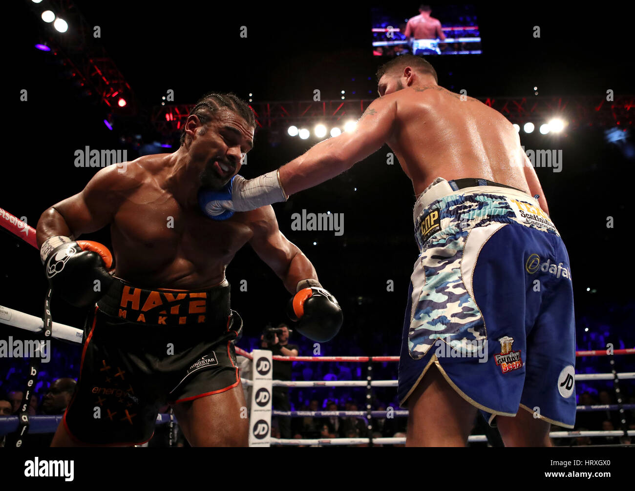 David Haye (left) takes on Tony Bellew in the heavyweight contest at The O2. PRESS ASSOCIATION Photo. Picture date: Saturday March 4, 2017. See PA story BOXING London. Photo credit should read: Nick Potts/PA Wire Stock Photo
