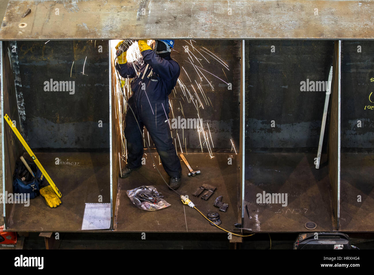 Welders working in heavy industry Stock Photo
