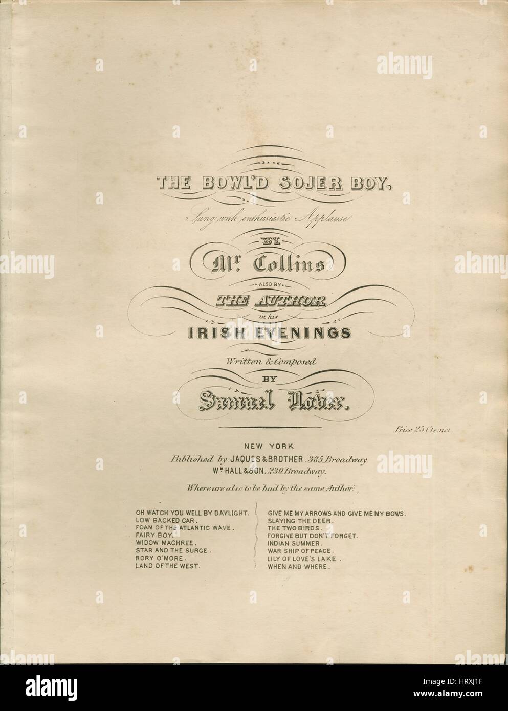 Sheet music cover image of the song 'The Bowl'd Sojer Boy', with