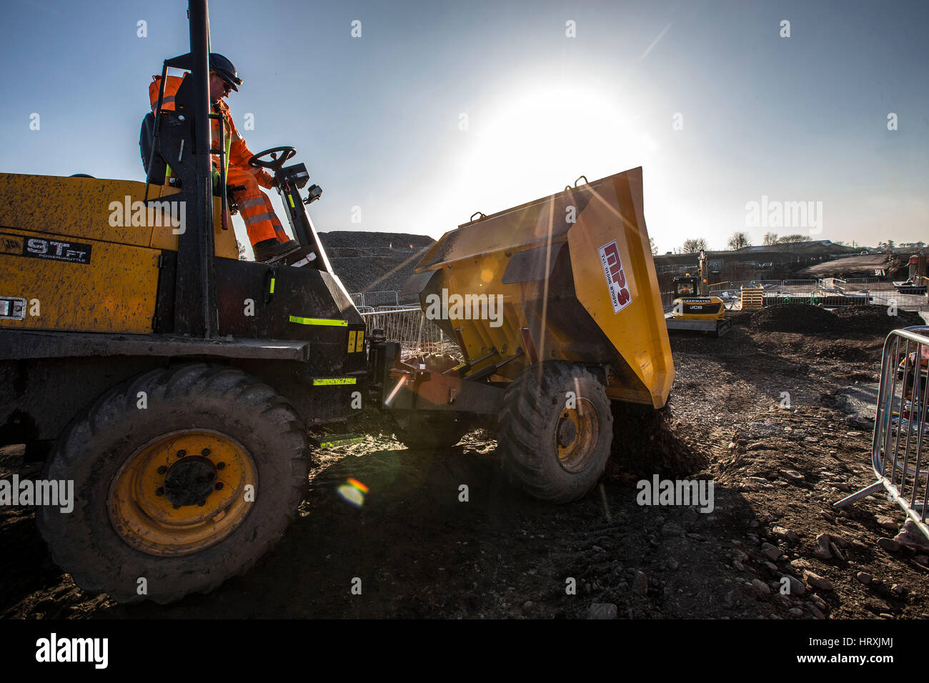 Dumper truck and driver Stock Photo