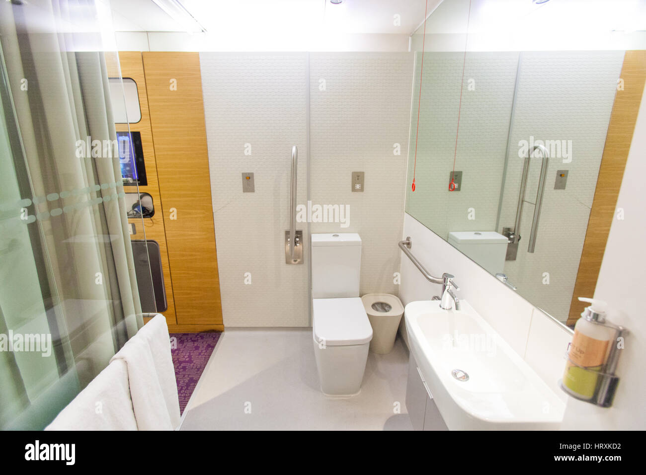 Yotel pod or capsule hotel, Gatwick Airport, England, United Kingdom