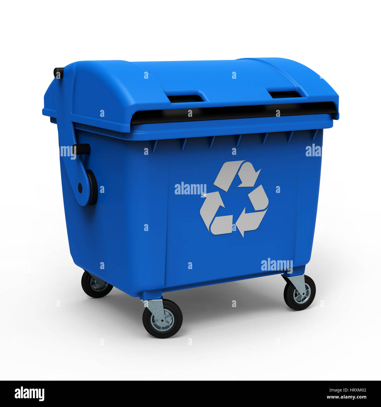 Blue garbage container isolated on white background 3D rendering Stock