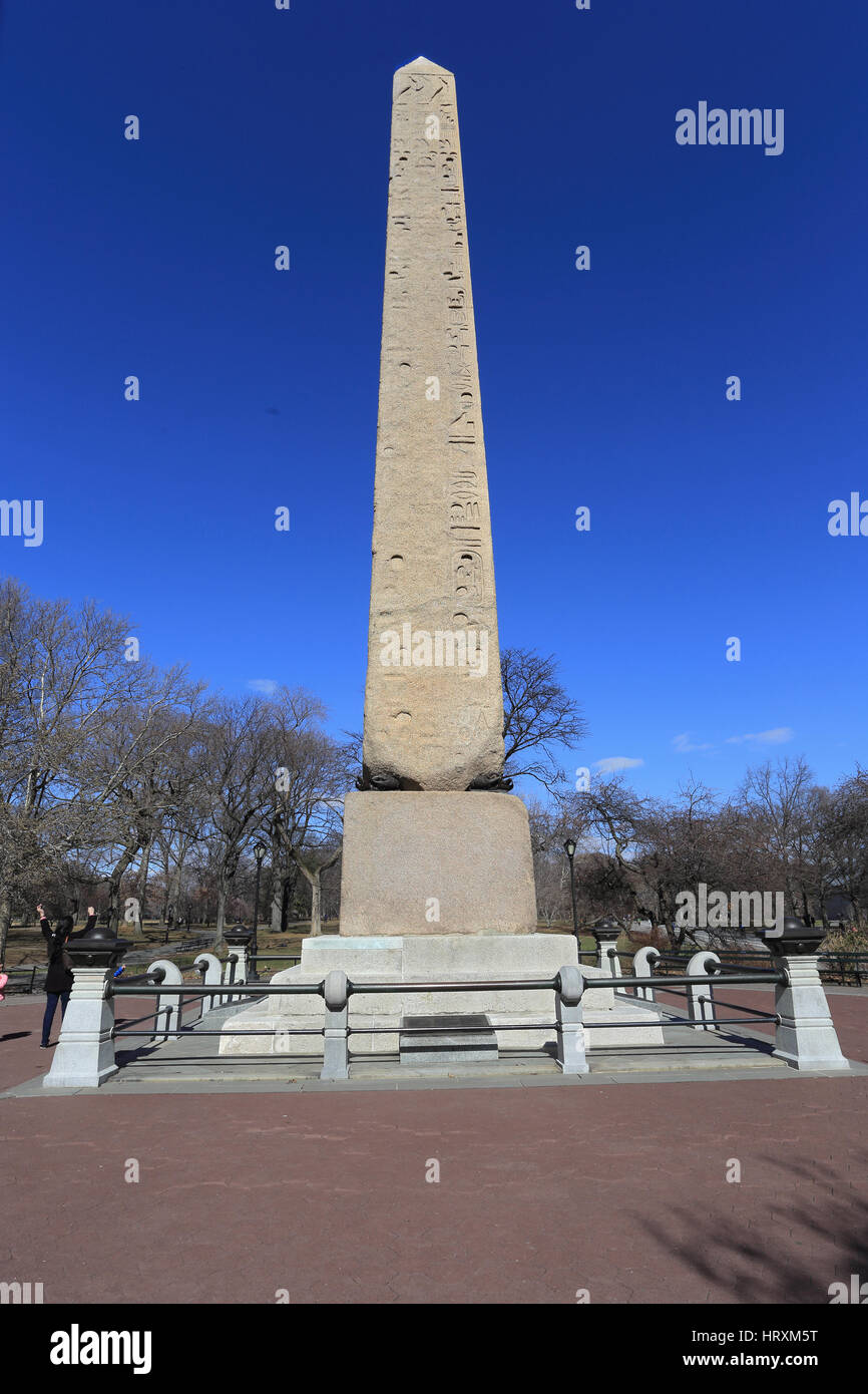 Cleopatra's Needle ancient Egyptian obelisk Central Park New York City Stock Photo