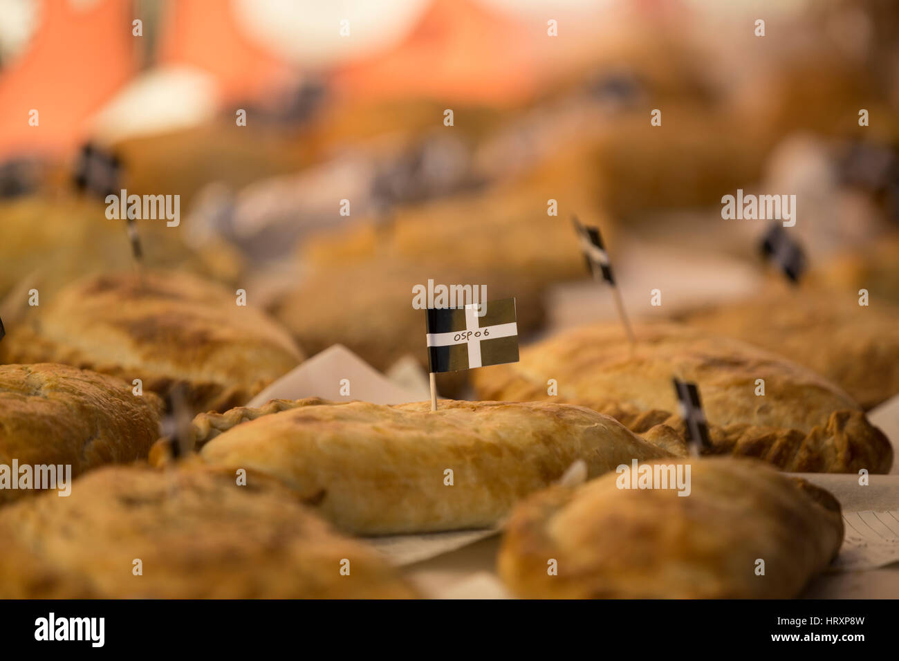 Pasties at the World Pasty Championship, Eden Project. Stock Photo