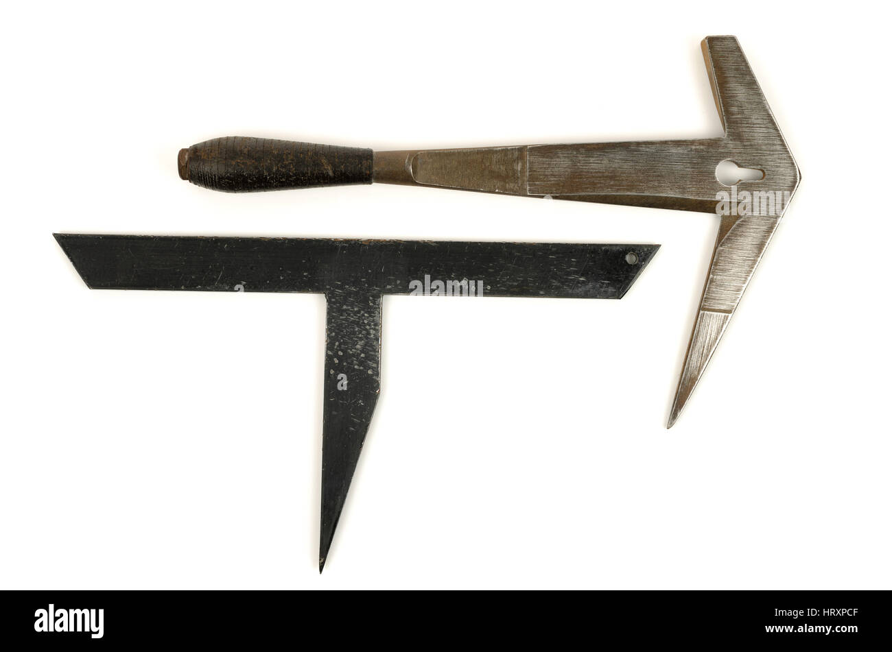 Tools for slater slate hammer on white background Stock Photo